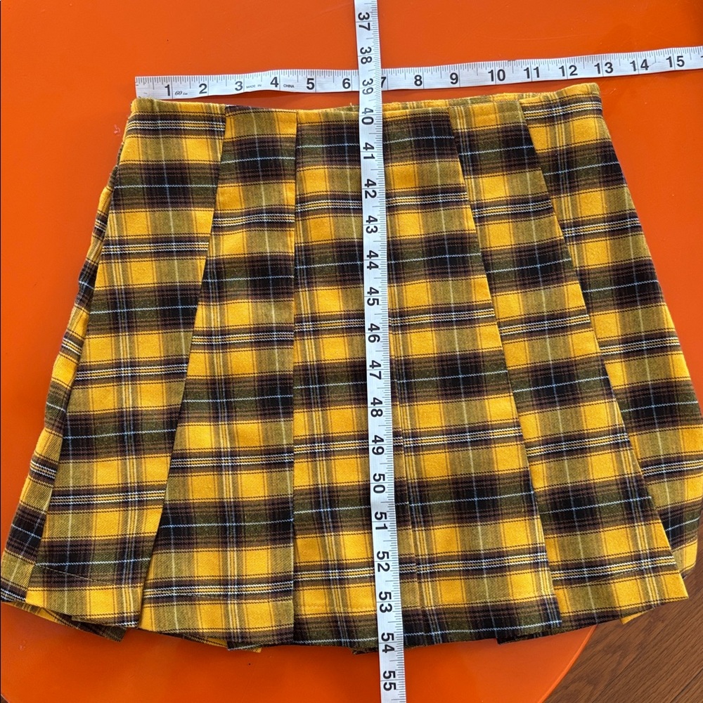 Plaid Yellow and Black Mini Skirt cheerleader varsity Cher clueless style XS - Picture 5 of 7